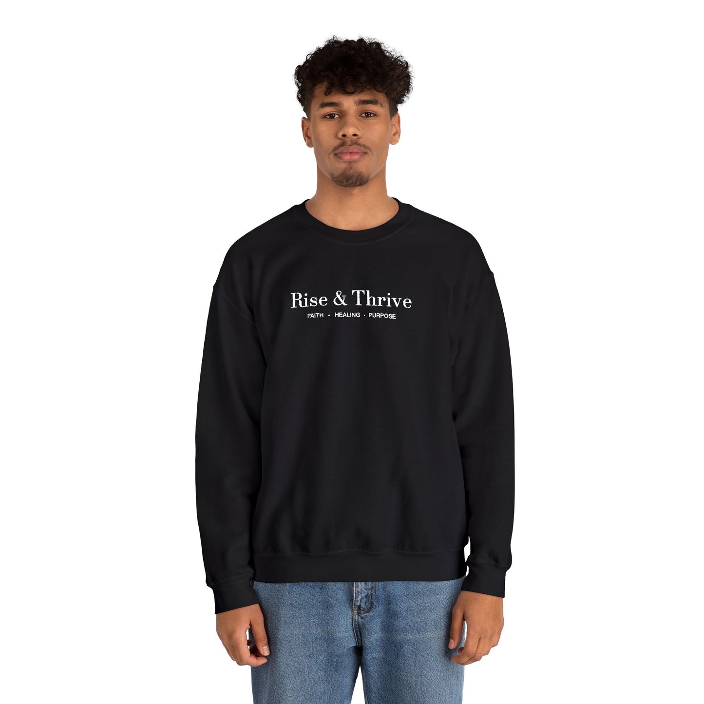 Rise & Thrive Embroidered Crewneck - Black