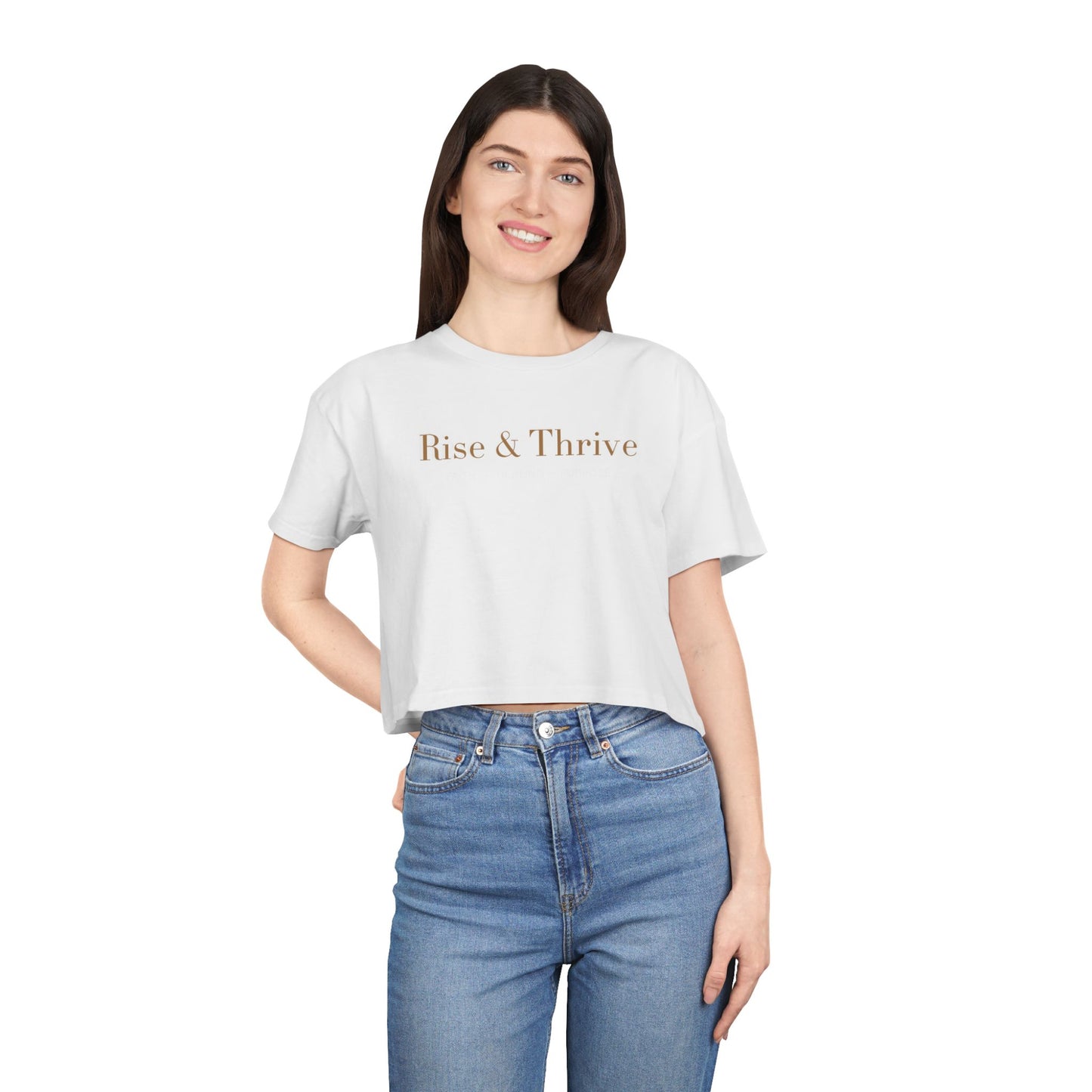 Rise & Thrive Crop Tee - White