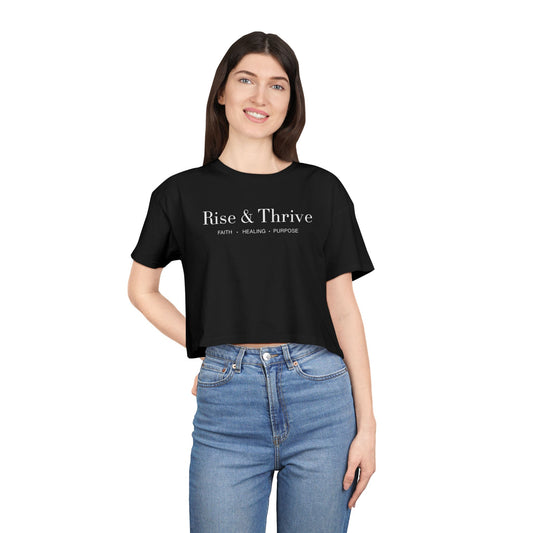 Rise & Thrive Crop Tee - Black