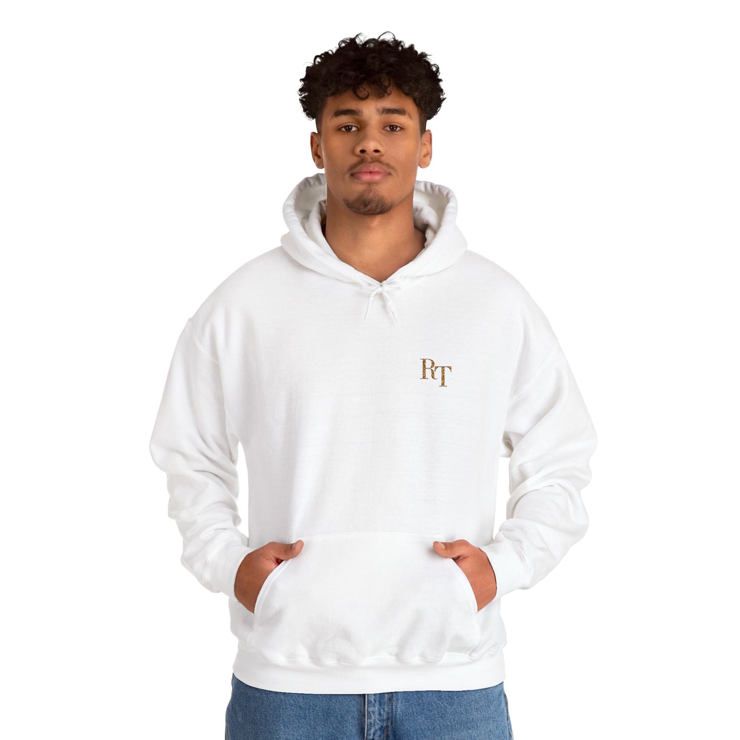 RT Monogram Hoodie (Embroidered) White/Gold