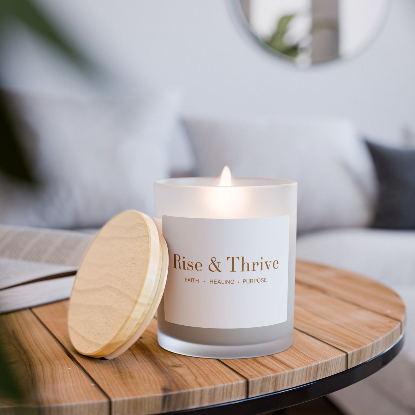 Rise & Thrive Frosted Glass Candle – 11oz Scented Candle