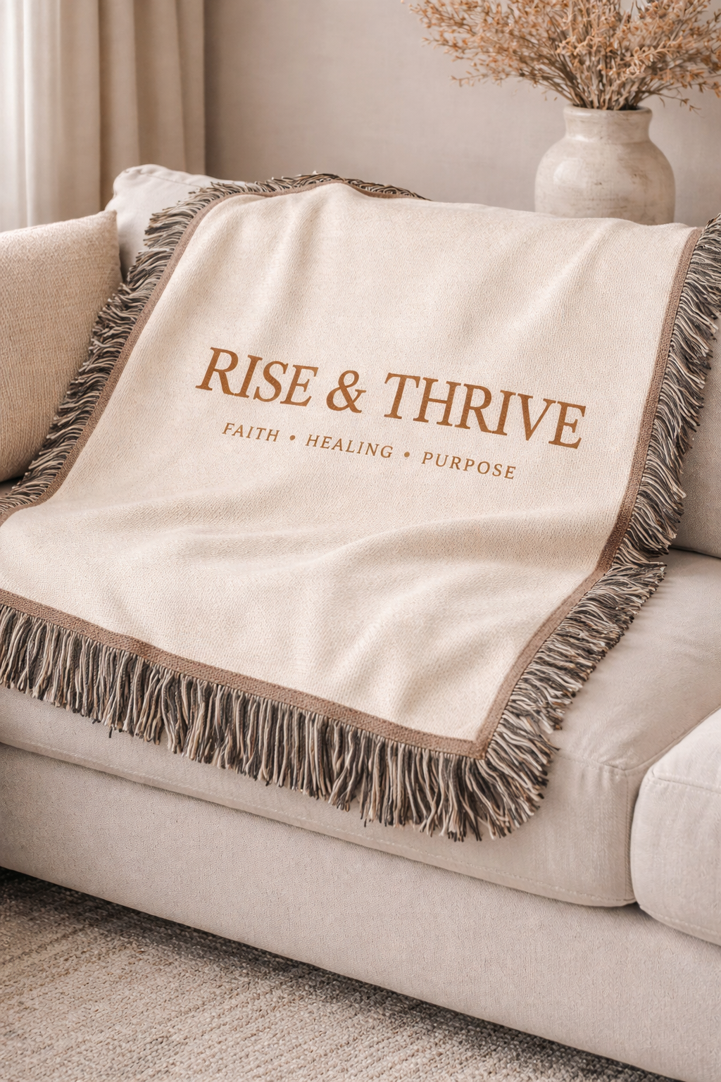 "Rise & Thrive" Woven Throw Blanket