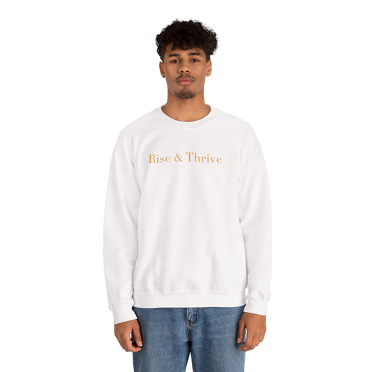 Rise & Thrive Embroidered Crewneck - White