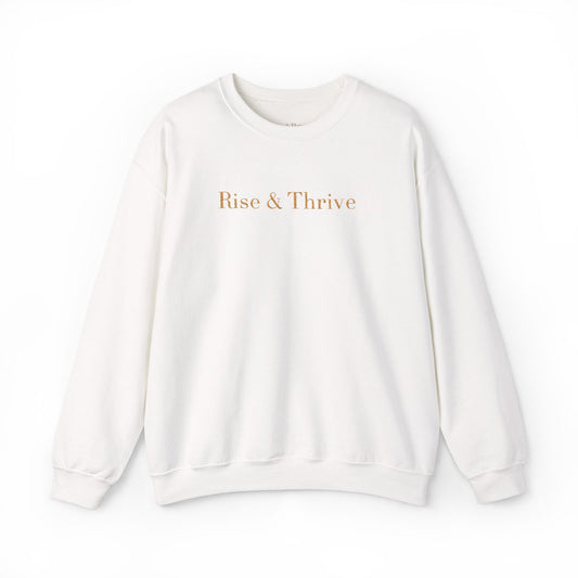 Rise & Thrive Embroidered Crewneck - White