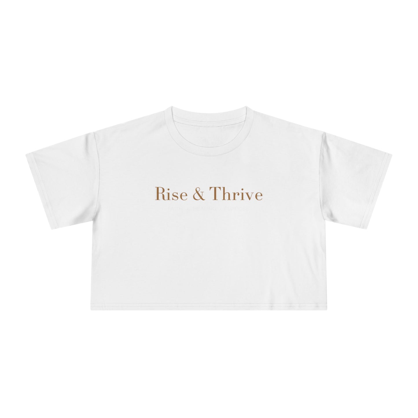 Rise & Thrive Crop Tee - White
