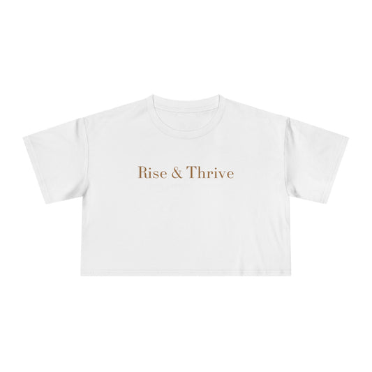 Rise & Thrive Crop Tee - White
