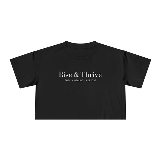 Rise & Thrive Crop Tee - Black